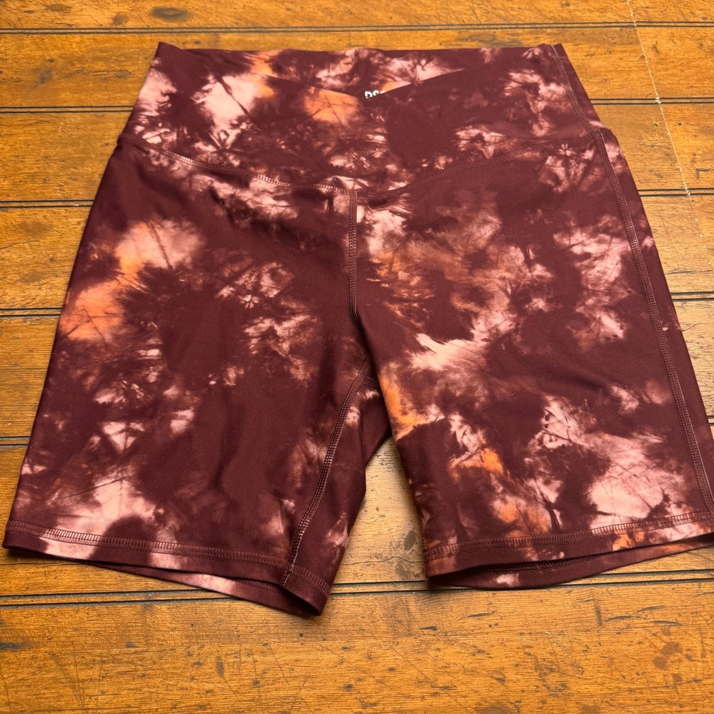 DSG Women's Tie Dye Biker Shorts Size L Burgundy Pink‎ Athletic Workout